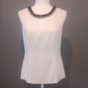 Sleeveless white beaded top